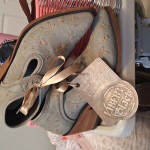 Liberty Black, Gray Blue Leather Boots 7 Boho Festival